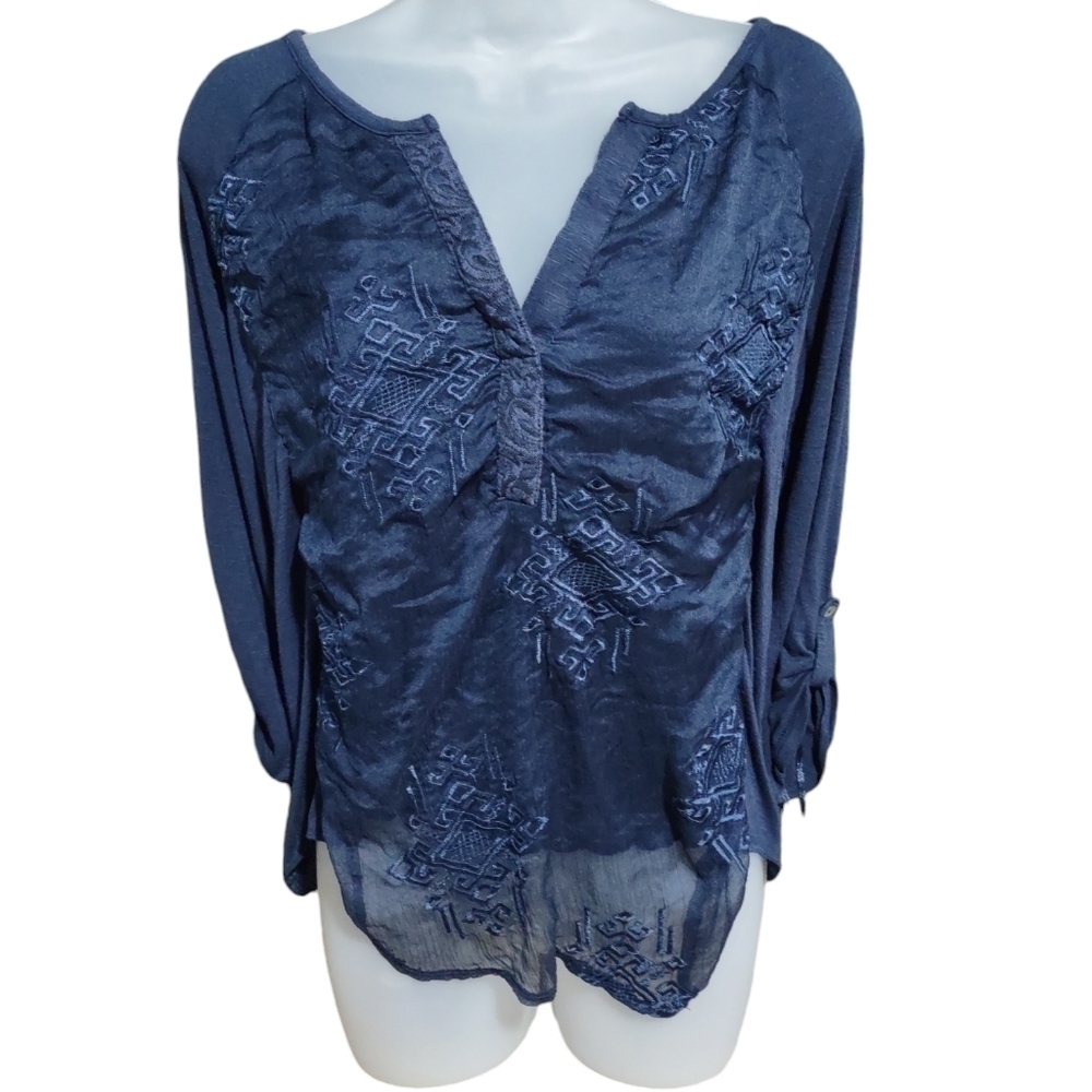 RXB Women's Tunic Navy Blue Three Quarter Sleeve Medium